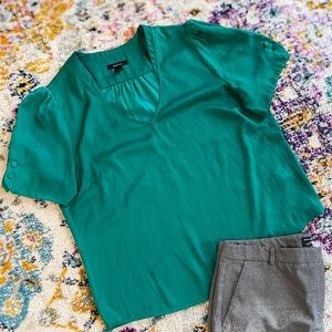 RW&co Emerald Green Short Sleeve Blouse